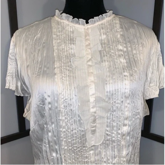 Crinkled Blouse w Satin Faux Finish - Picture 6 of 8